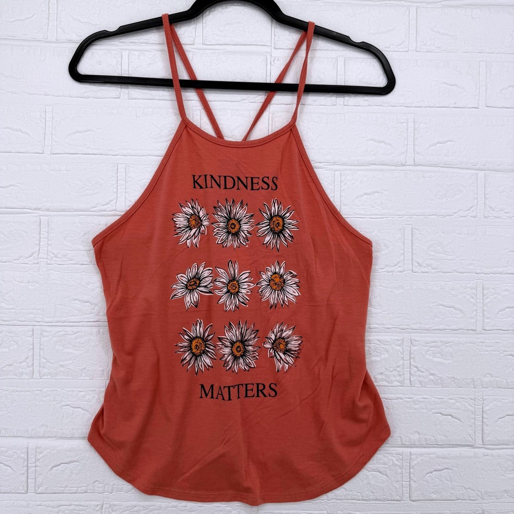 Self Esteem Tank Top Womens Medium Pink Kindness Matters Daisy Graphic Camisole